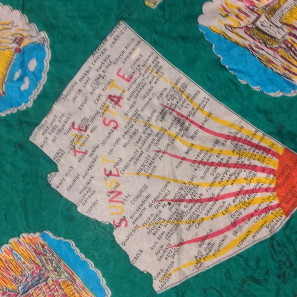 Vintage 60s Arizona silk western cowboy cowgirl rockabilly scarf  31"x34 - Picture 7 of 9